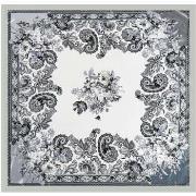 Echarpe Alberto Cabale Grand carré de Soie White Grey Bandana Zoé Blan...