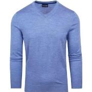 Sweat-shirt Suitable Pull Merino Col V Bleu clair