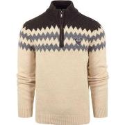 Sweat-shirt New Zealand Auckland NZA Pull Ngaroto Demi-Zip Laine Beige