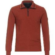 Sweat-shirt Casa Moda Pull Demi-Zip Structure Rouge