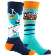 Chaussettes enfant Thyo Lot de 2 paires de mi-bas ski Piste Bleue en a...