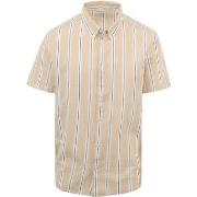 Chemise Knowledge Cotton Apparel Chemise Rayures Beige