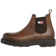 Boots Tommy Jeans Bottines en cuir homme Ref 61213 Brun