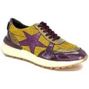 Baskets basses Requin Reqins Urania Mix Cuir Violet Textile Moutarde