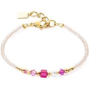 Bracelets Coeur De Lion Bracelet Square Stripes doré-magenta