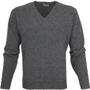 Sweat-shirt William Lockie Pull Laine d'Agneau Col-V Gris