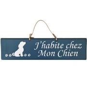 Tableaux, toiles Qualiart Plaque en bois bleu foncé - J'habite chez Mo...