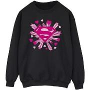 Sweat-shirt Dc Comics Superman Pink Hearts And Stars Logo