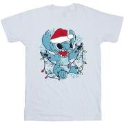 T-shirt enfant Disney Lilo And Stitch Christmas Lights Sketch