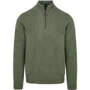 Sweat-shirt Suitable Pull Demi-Zip Laine D'agneau Vert