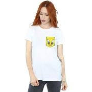 T-shirt Dessins Animés Tweety Pie Face Faux Pocket