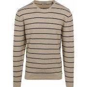 Sweat-shirt No Excess Pull Rayures Beige