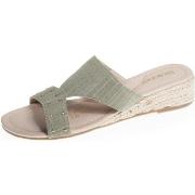 Mules Isotoner Mules sandales Femme cloutée talon corde Kaki