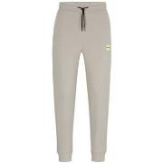 Pantalon BOSS BAS DE SURVÊTEMENT EN MOLLETON DE COTON GRIS AVEC ÉTIQU