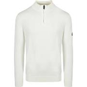 Sweat-shirt Suitable Race Pull Demi-Zip Ecru