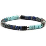 Bracelets Sixtystones Bracelet Perles Heishi Jaspe Bleu -20 cm