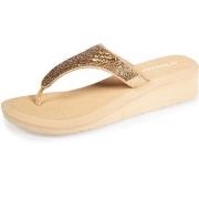 Tongs Isotoner Tongs Femme strass talon Beige