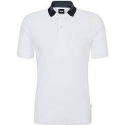 T-shirt BOSS Polo col contrasté blanc
