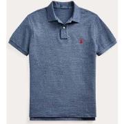 T-shirt Ralph Lauren Polo ajusté bleu en coton piqué