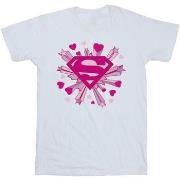 T-shirt enfant Dc Comics Superman Pink Hearts And Stars Logo