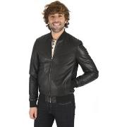 Blouson La Canadienne Blouson cuir agneau noir-043887