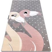 Tapis Rugsx Tapis PETIT FLAMINGOS CŒURS gris 140x190 cm