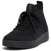Baskets basses FitFlop RALLY X KNIT HIGH-TOP SNEAKERS ALL BLACK