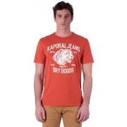 Polo Kaporal T-shirt Homme PINTO Rouge Motifs Tigre Blanc