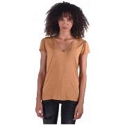 Polo Kaporal Tee Shirt Femme Time Fibre Metallique Miel Col V