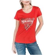 Polo Guess T-Shirt Femme FLOWERS W92I37 Rouge