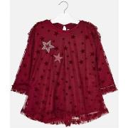 Robe enfant Mayoral robe fille en tulle brodée rouge framboise