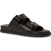 Chaussons Tamaris black leather casual open slippers