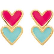 Boucles oreilles Brillaxis Boucles d'oreilles double coeur bicolore