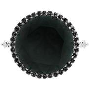 Bijoux Orusbijoux Bague Disque Argent Rhodié Pierre Noir Serti Noir