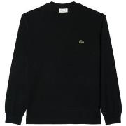 T-shirt Lacoste T-SHIRT NOIR MANCHES LONGUES EN JERSEY DE COTON