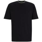 T-shirt BOSS T-SHIRT NOIR COUPE DÉCONTRACTÉE EN COTON INTERLOCK AVEC