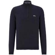 Sweat-shirt BOSS Pull demi zip marine en coton bio