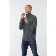 Sweat-shirt Lee Cooper Pull demi zip gris en laine