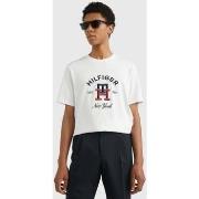 T-shirt Tommy Hilfiger T-Shirt monogramme blanc en coton bio