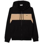 Sweat-shirt Lacoste SWEATSHIRT ZIPPÉ À CAPUCHE COLOR-BLOCK NOIR ET BEI...