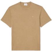 T-shirt Lacoste T-SHIRT DÉLAVÉ EN JERSEY DE COTON BEIGE