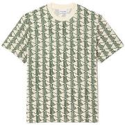 T-shirt Lacoste T-SHIRT EN COTON MONOGRAMME BLANC ET VERT