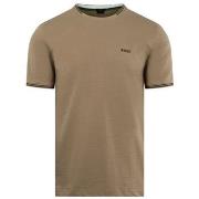 T-shirt BOSS T-SHIRT TAUL EN COTON STRETCH À RAYURES ET LOGO TAUPE