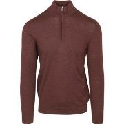 Sweat-shirt Profuomo Pullover Half Zip Laine Merino Burgundy