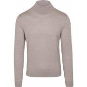 Sweat-shirt Suitable Pull Col Roulé Merino Greige