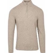 Sweat-shirt Profuomo Pullover Half Zip Laine D'Agneau Beige Mélanger