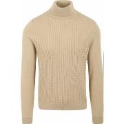 Sweat-shirt Suitable Pull Col Roulé Cable Beige