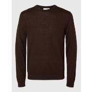 Pull Selected 16094647 MERINO CREW-CHOCOLATE TORTE