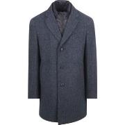 Veste Suitable Manteau Mix Laine Twill Bleu Foncé