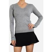 Pull Kebello Pull col V en maille Gris F